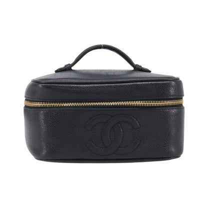 Chanel Vintage Timeless Cosmetic Case Caviar, Black, Leather, Clutch
