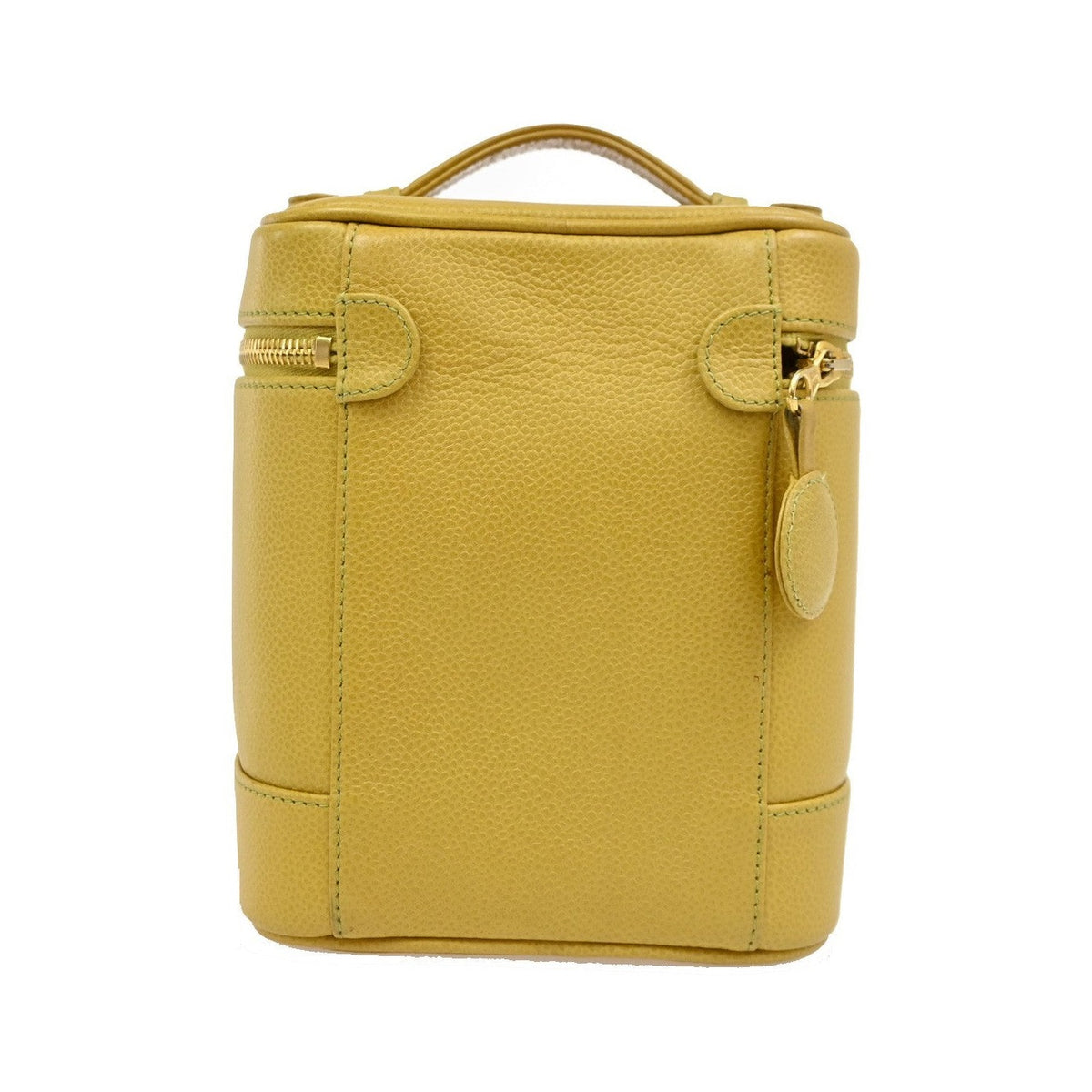 Chanel Vintage Timeless Cosmetic Case Caviar, Yellow, Leather, Clutch