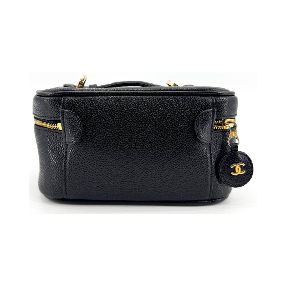 Chanel Vintage Timeless Cosmetic Case Caviar, Black, Leather, Clutch