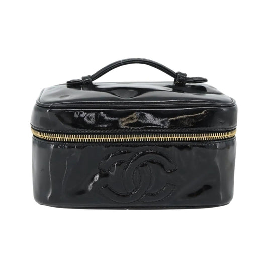 Chanel Vintage Timeless Cosmetic Case Patent, Black, Patent Leather, Handbag