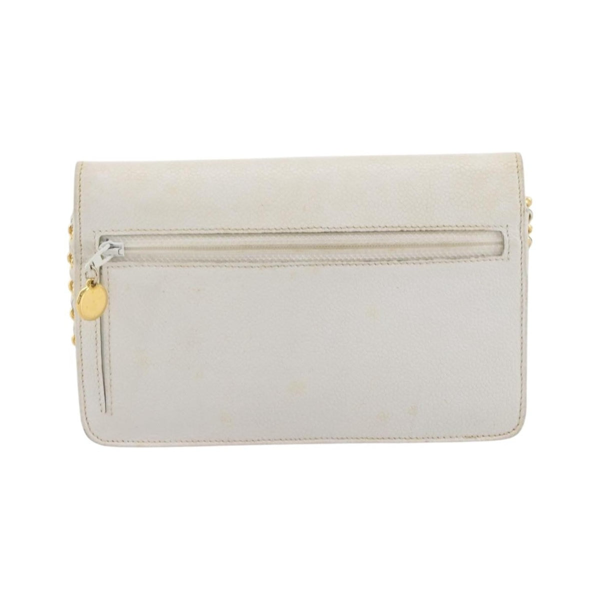 Chanel Vintage Timeless Wallet on Chain Caviar, White, Leather, Crossbody Bag