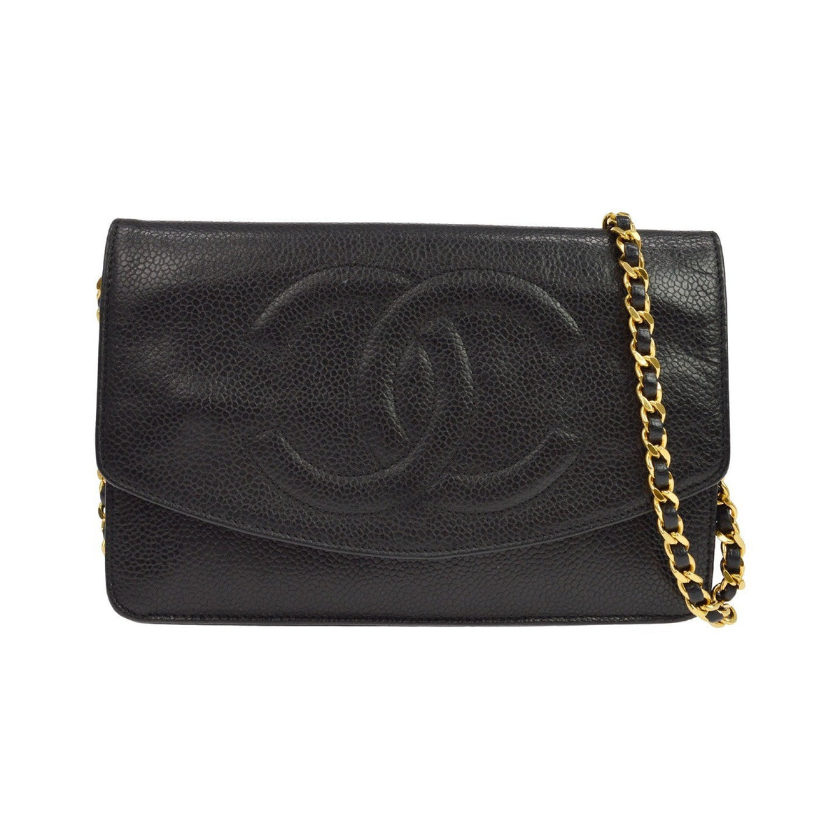 Chanel Vintage Timeless Wallet on Chain Caviar, Black, Leather, Crossbody Bag