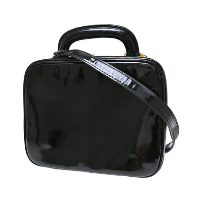 Chanel Vintage Timeless Zip Around Vanity Case Patent, Black, Patent Leather, Handbag