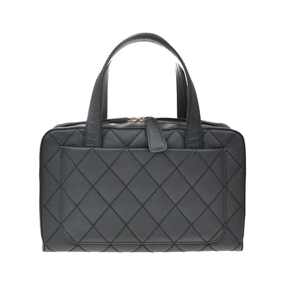 Chanel Wild Stitch Handbag Quilted Calfskin, Black, Leather, Shoulder Bag