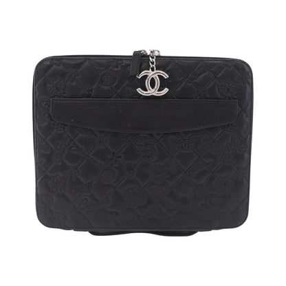 Chanel Zip Around iPad Case Quilted Lambskin, Black, Leather, Tech Accessory