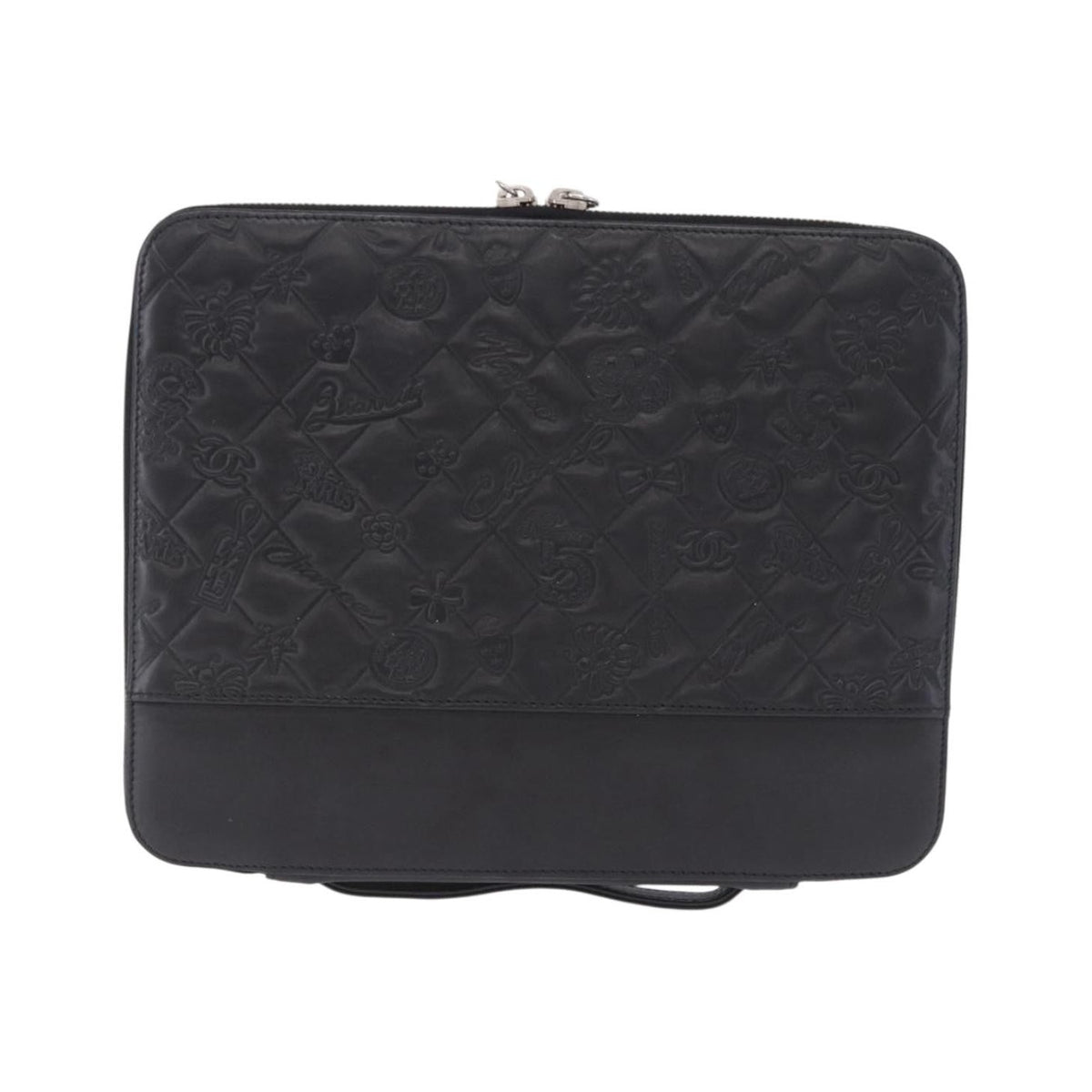 Chanel Zip Around iPad Case Quilted Lambskin, Black, Leather, Tech Accessory