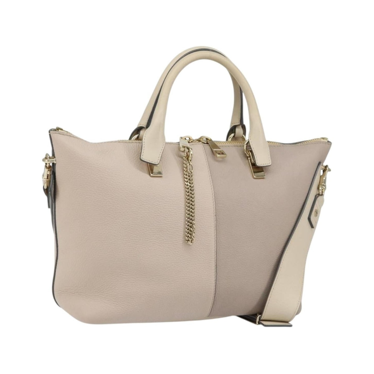 Chloe Bicolor Baylee Satchel Leather, Gray, Leather, Handbag