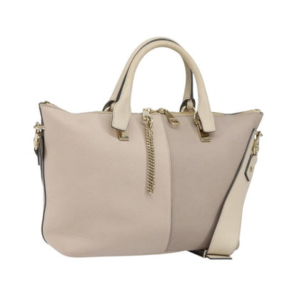 Chloe Bicolor Baylee Satchel Leather, Gray, Leather, Handbag