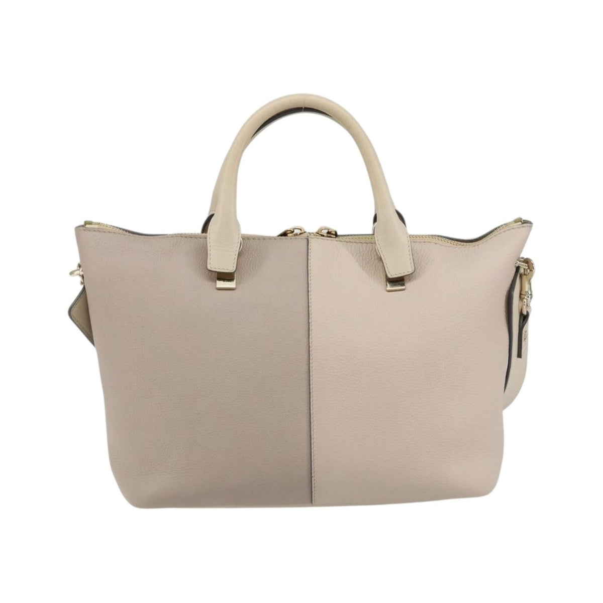 Chloe Bicolor Baylee Satchel Leather, Gray, Leather, Handbag