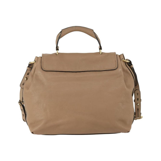 Chloe Elsie Convertible Satchel Leather, Beige, Leather, Handbag