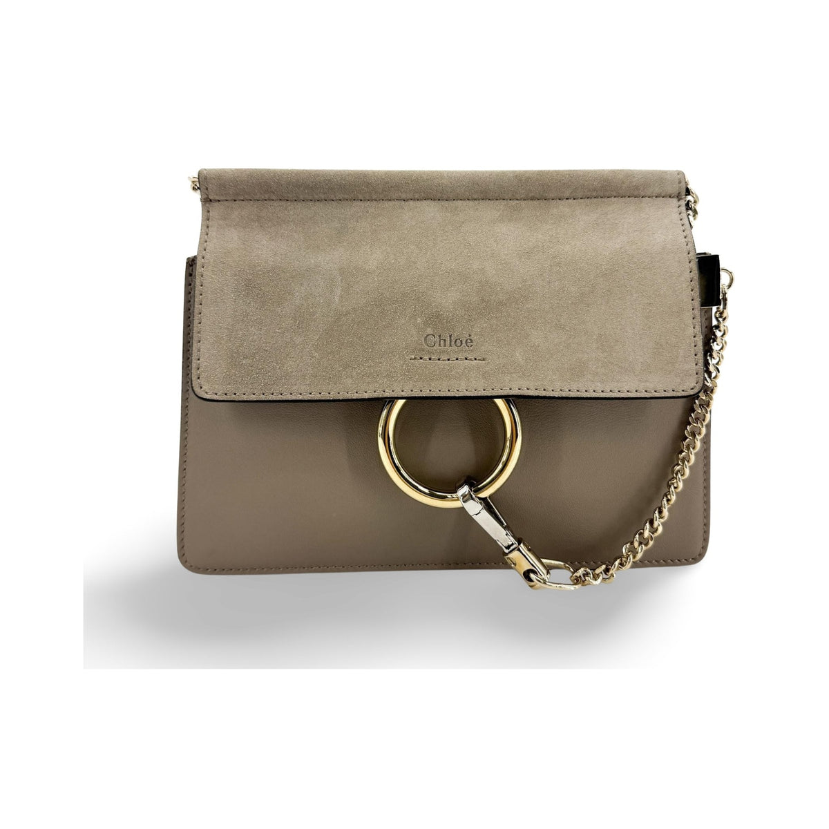 Chloe Faye Clutch Leather and Suede, Beige, Calfskin, Clutch