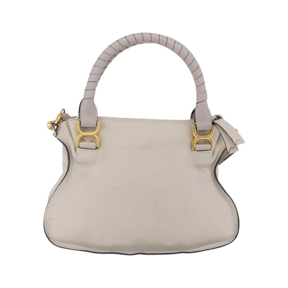 Chloe Marcie Satchel Leather, Gray, Leather, Handbag