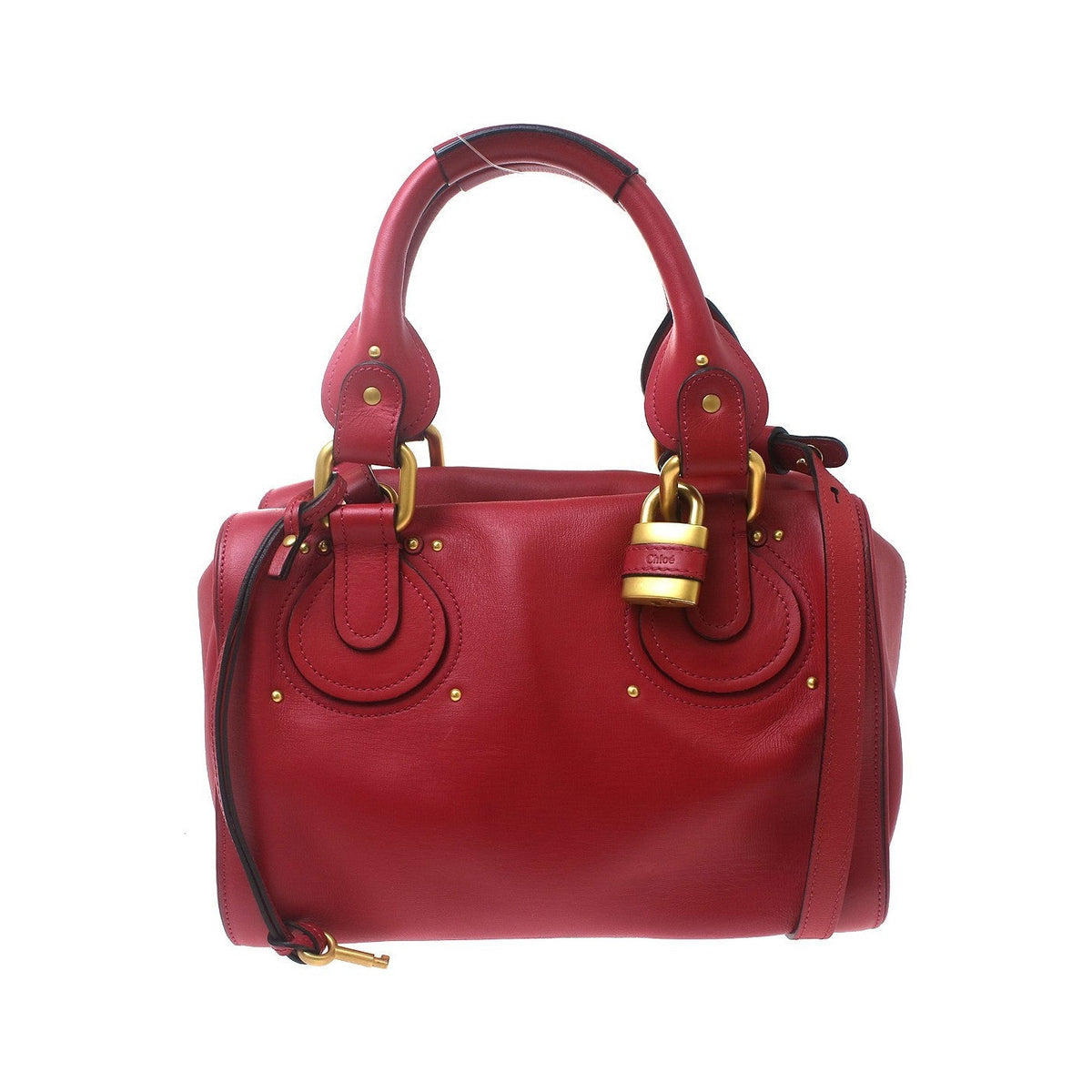 Chloe Paddington Lock Leather, Red, Leather, Handbag