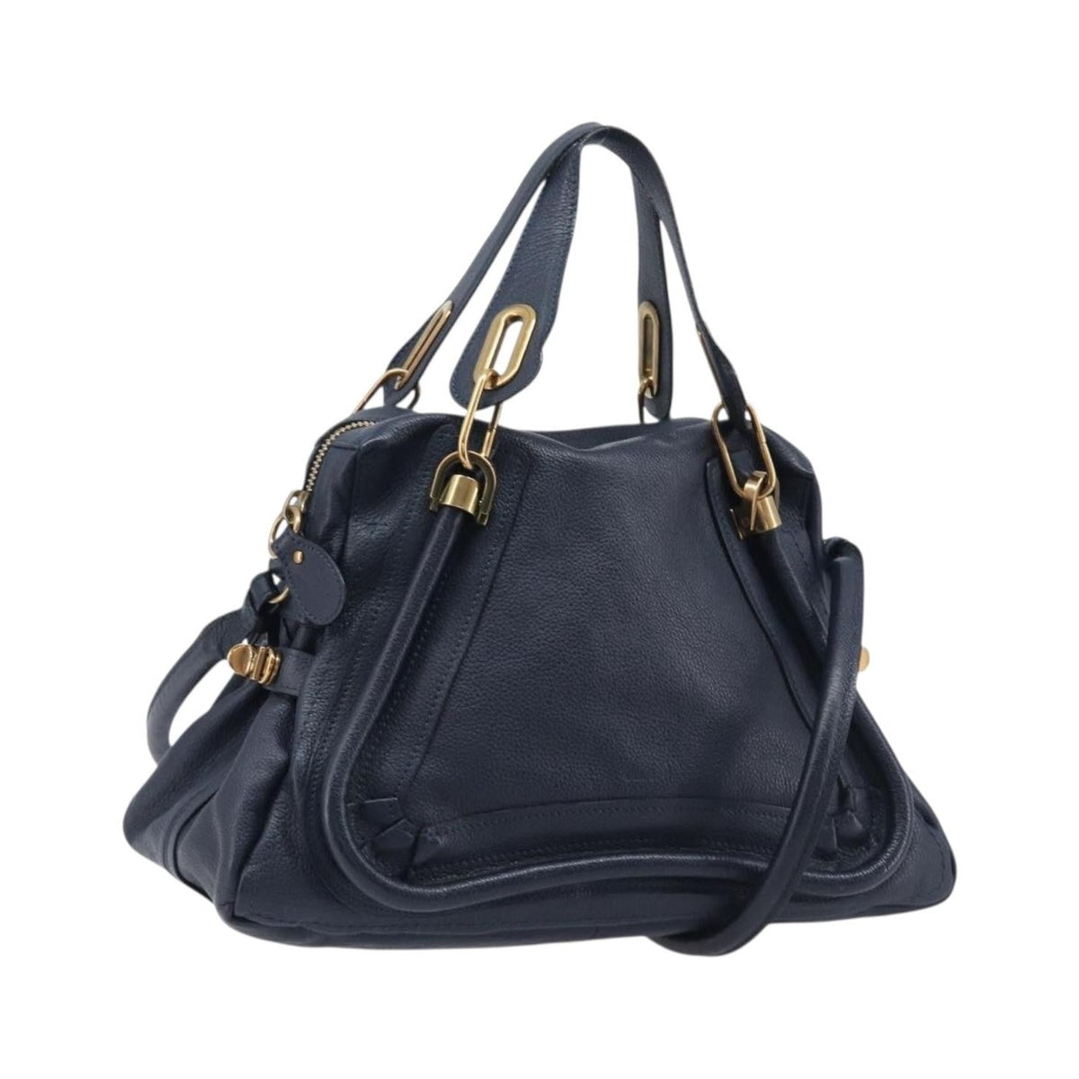 Chloe Paraty Top Handle Leather, Navy, Leather, Handbag