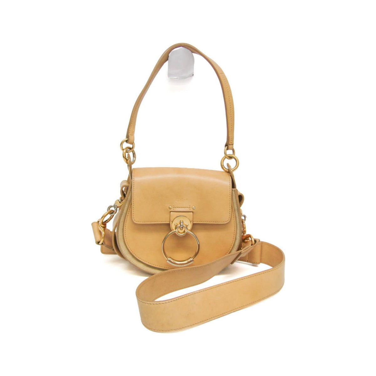 Chloe Tess Suede with Leather, Beige, Leather, Handbag