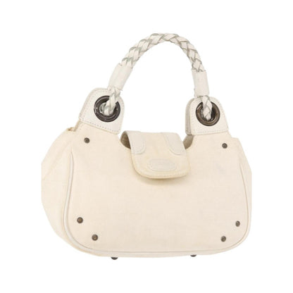 Chloe Vintage Leather, White, Canvas, Handbag