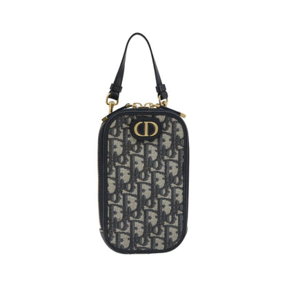 Christian Dior 30 Montaigne Phone Holder on Chain Oblique Canvas, Navy, Canvas, Clutch