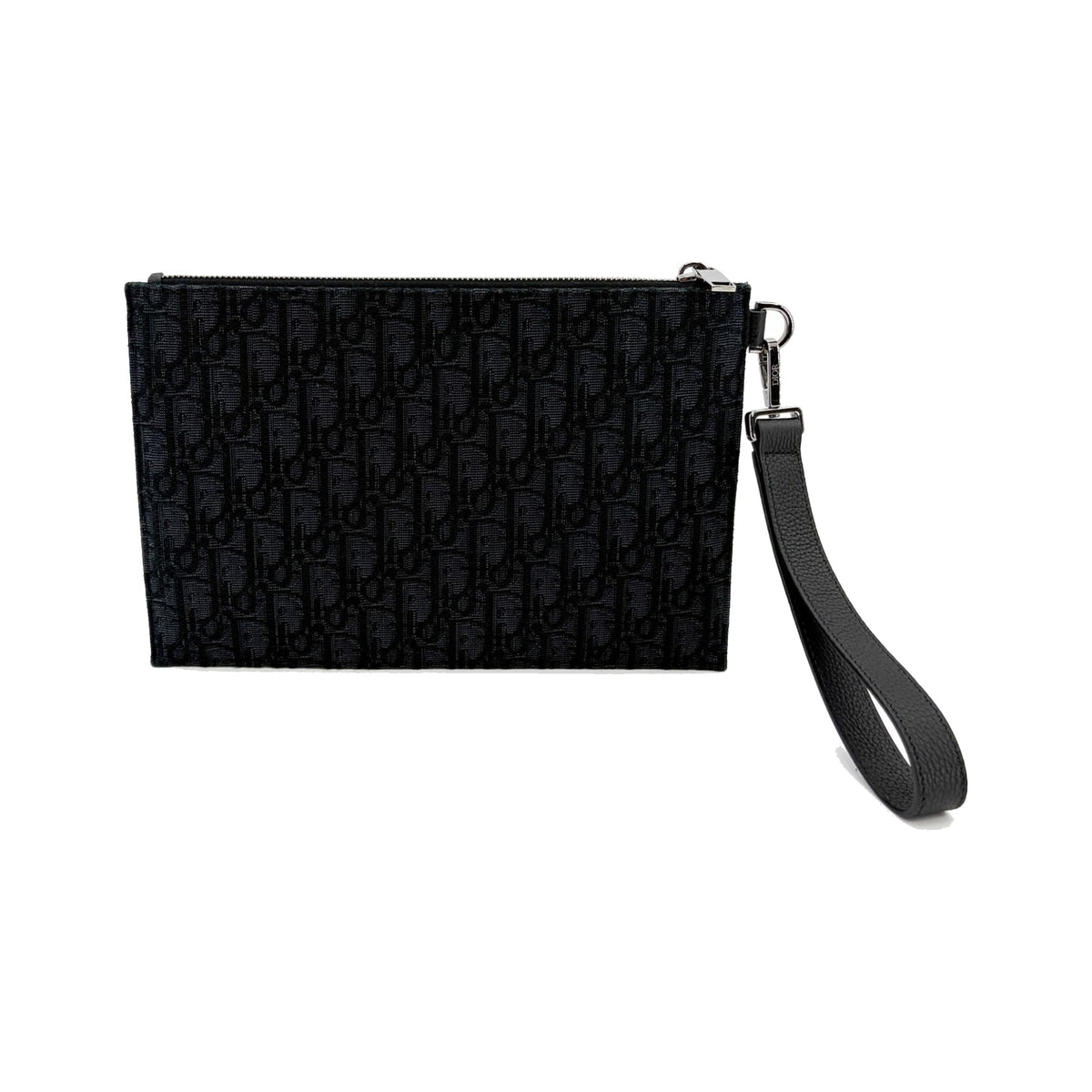 Christian Dior A5 Pouch Printed Oblique Denim, Black, Other, Clutch