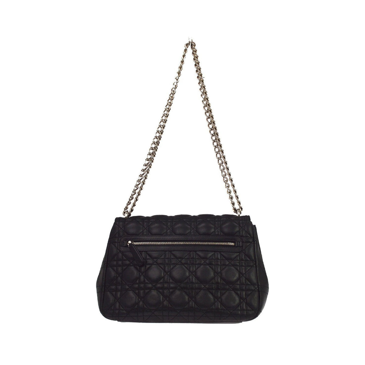 Christian Dior black cannage Leather, Black, Leather, Shoulder Bag