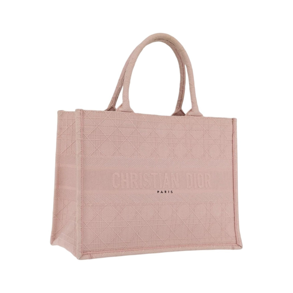 Christian Dior Book Cannage Embroidered Canvas, Pink, Canvas, Tote Bag