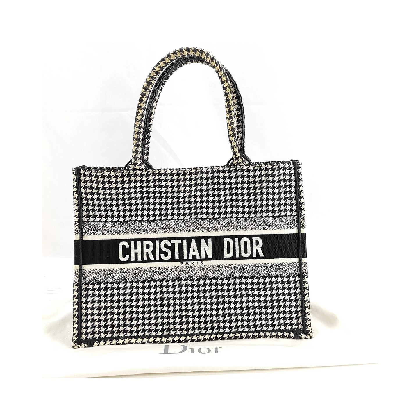Christian Dior Book Tote Embroidered Canvas, Black, Canvas, Handbag