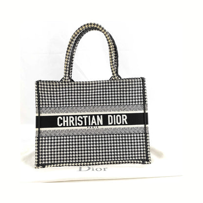 Christian Dior Book Tote Embroidered Canvas, Black, Canvas, Handbag