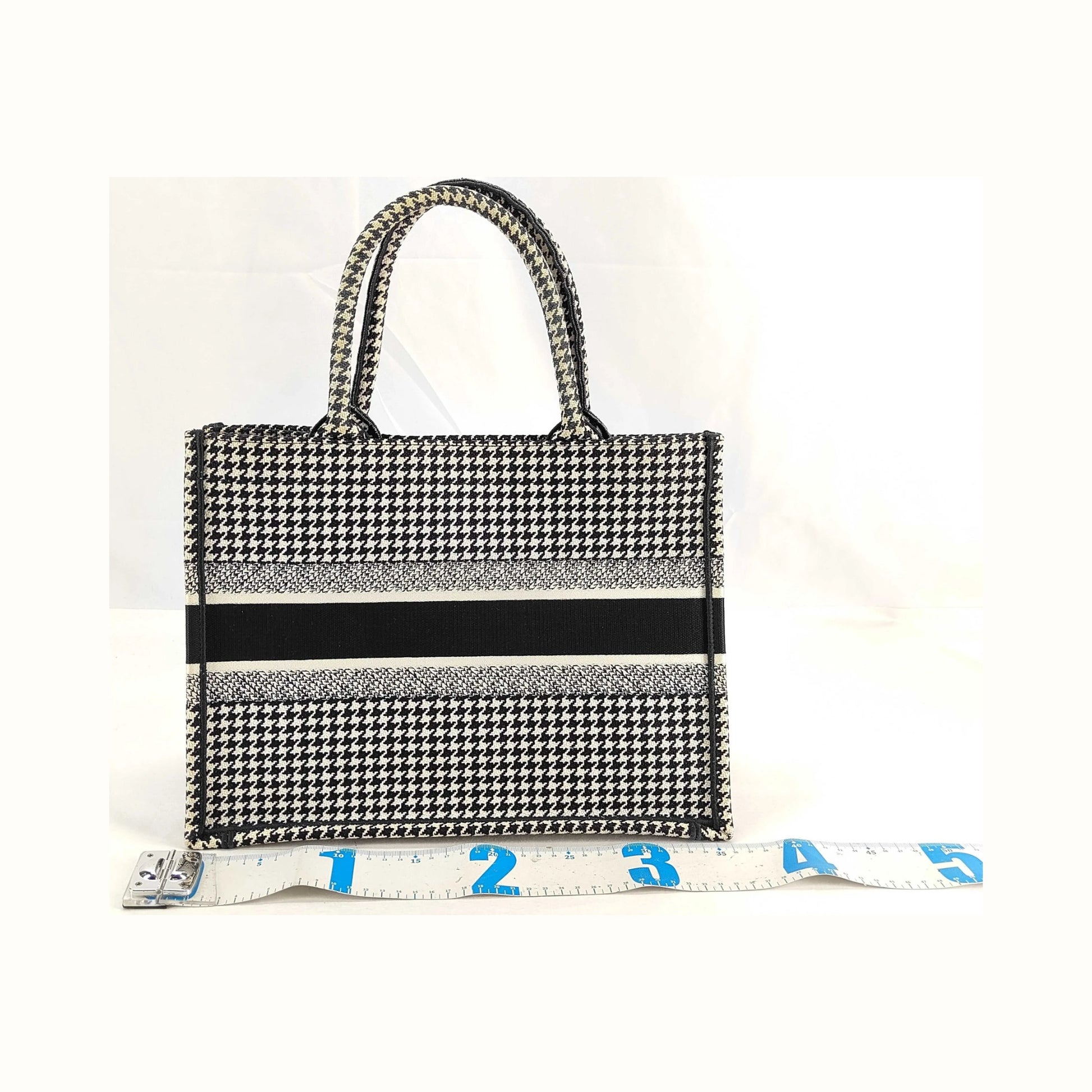 Christian Dior Book Tote Embroidered Canvas, Black, Canvas, Handbag