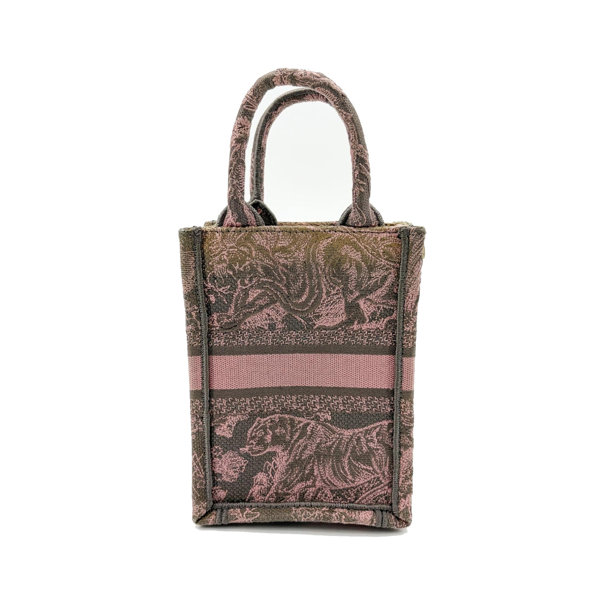 Christian Dior Book Tote Phone Embroidered Canvas, Pink, Canvas, Tote Bag