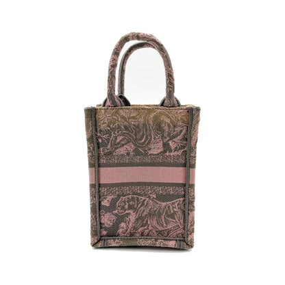 Christian Dior Book Tote Phone Embroidered Canvas, Pink, Canvas, Tote Bag
