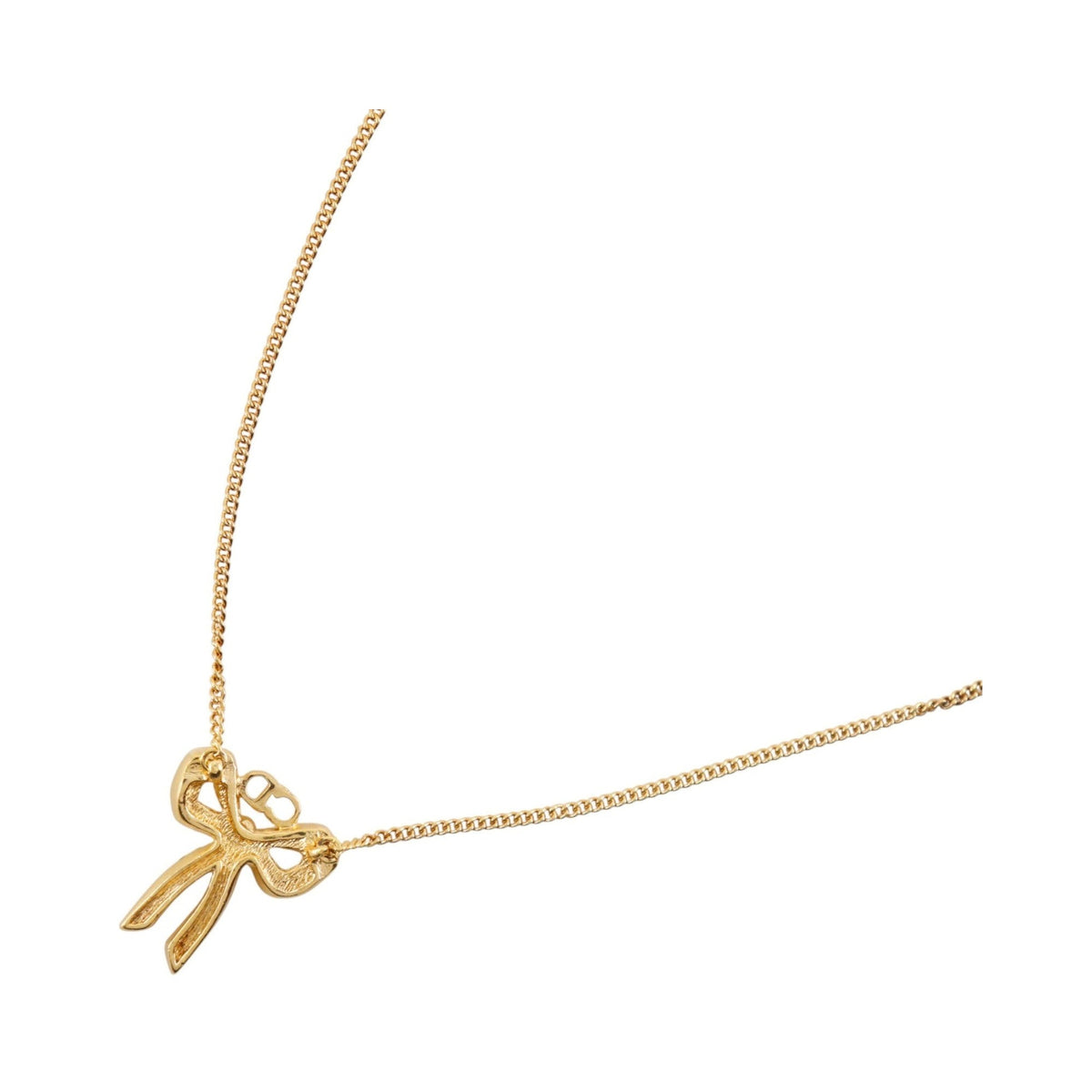 Christian Dior Bow CD Pendant Metal with Crystal, Gold, Gold Plated, Necklace