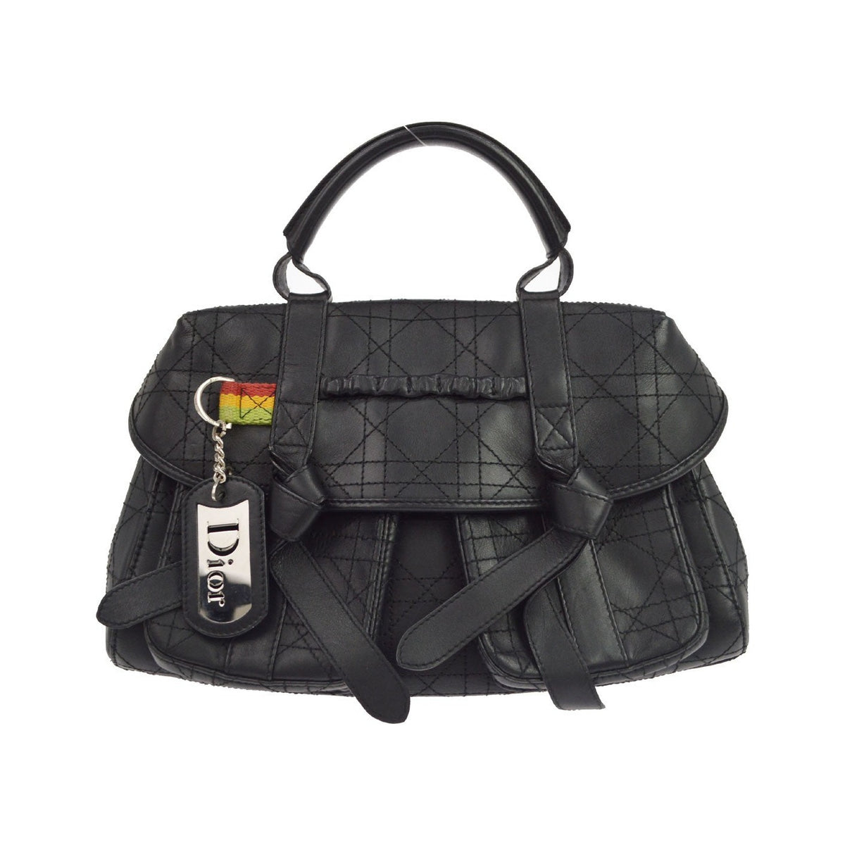 Christian Dior Cannage Leather, Black, Leather, Shoulder Bag