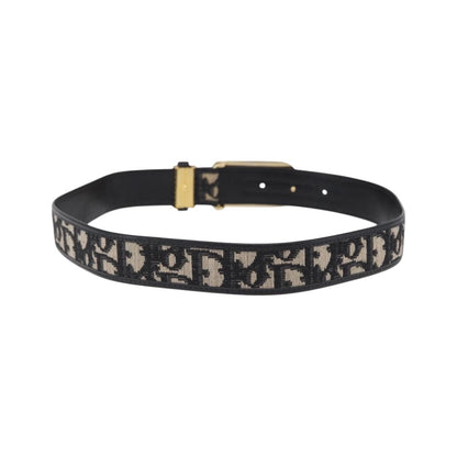 Christian Dior D Buckle Belt Canvas and Leather, Navy, Canvas, Belt
