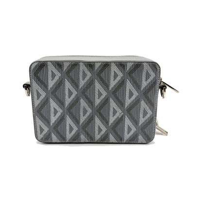 Christian Dior Double Zip CD Diamond Coated Canvas, Gray, Canvas, Crossbody Bag
