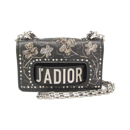 Christian Dior J'Adior Flap Embellished Leather, Black, Leather, Handbag