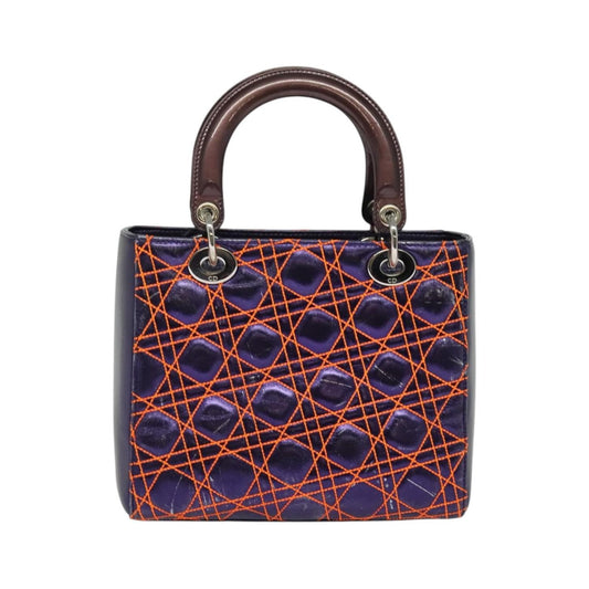 Christian Dior Lady Dior, Purple, Leather, Handbag