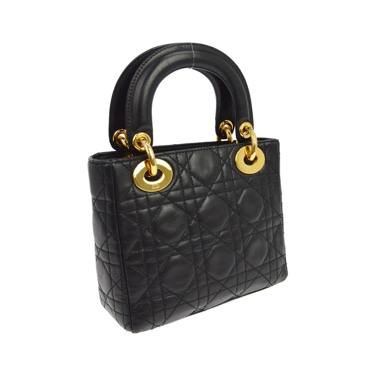 Christian Dior Lady Dior, Black, Leather, Handbag