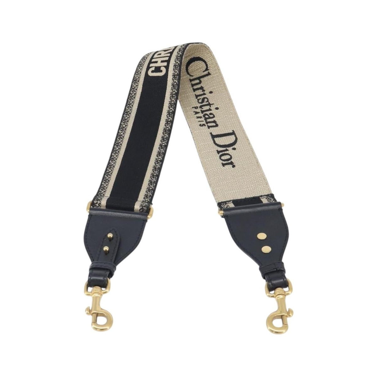Christian Dior Logo Shoulder Strap Embroidered Canvas, Navy, Canvas, Straps
