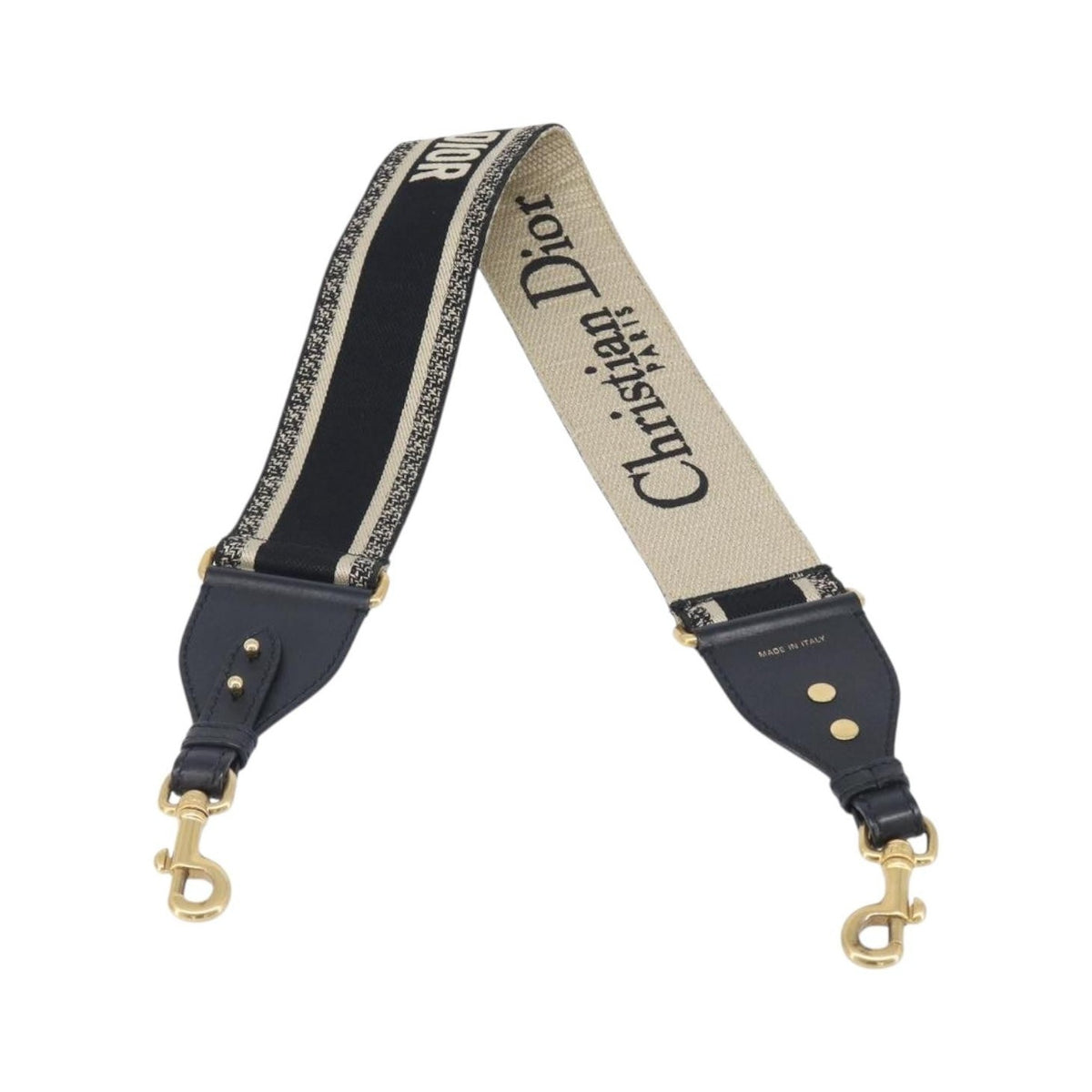Christian Dior Logo Shoulder Strap Embroidered Canvas, Navy, Canvas, Straps