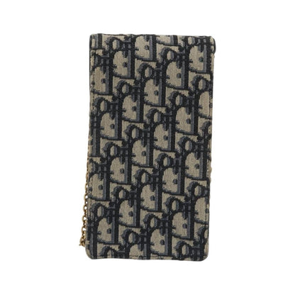 Christian Dior Phone Case Oblique Canvas, Navy, Canvas, Clutch