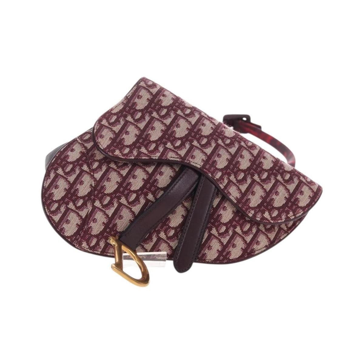 Christian Dior Saddle Belt Oblique Canvas, Burgundy, Canvas, Handbag