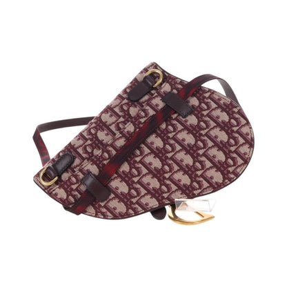 Christian Dior Saddle Belt Oblique Canvas, Burgundy, Canvas, Handbag