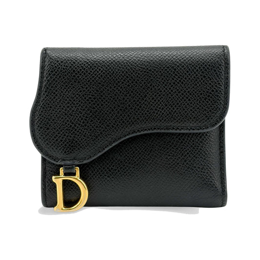 Christian Dior Saddle Lotus Leather, Black, Leather, Wallet