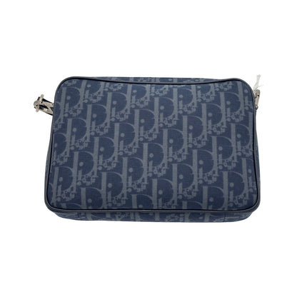 Christian Dior Saddle Tripple Oblique Canvas, Blue, Canvas, Crossbody Bag