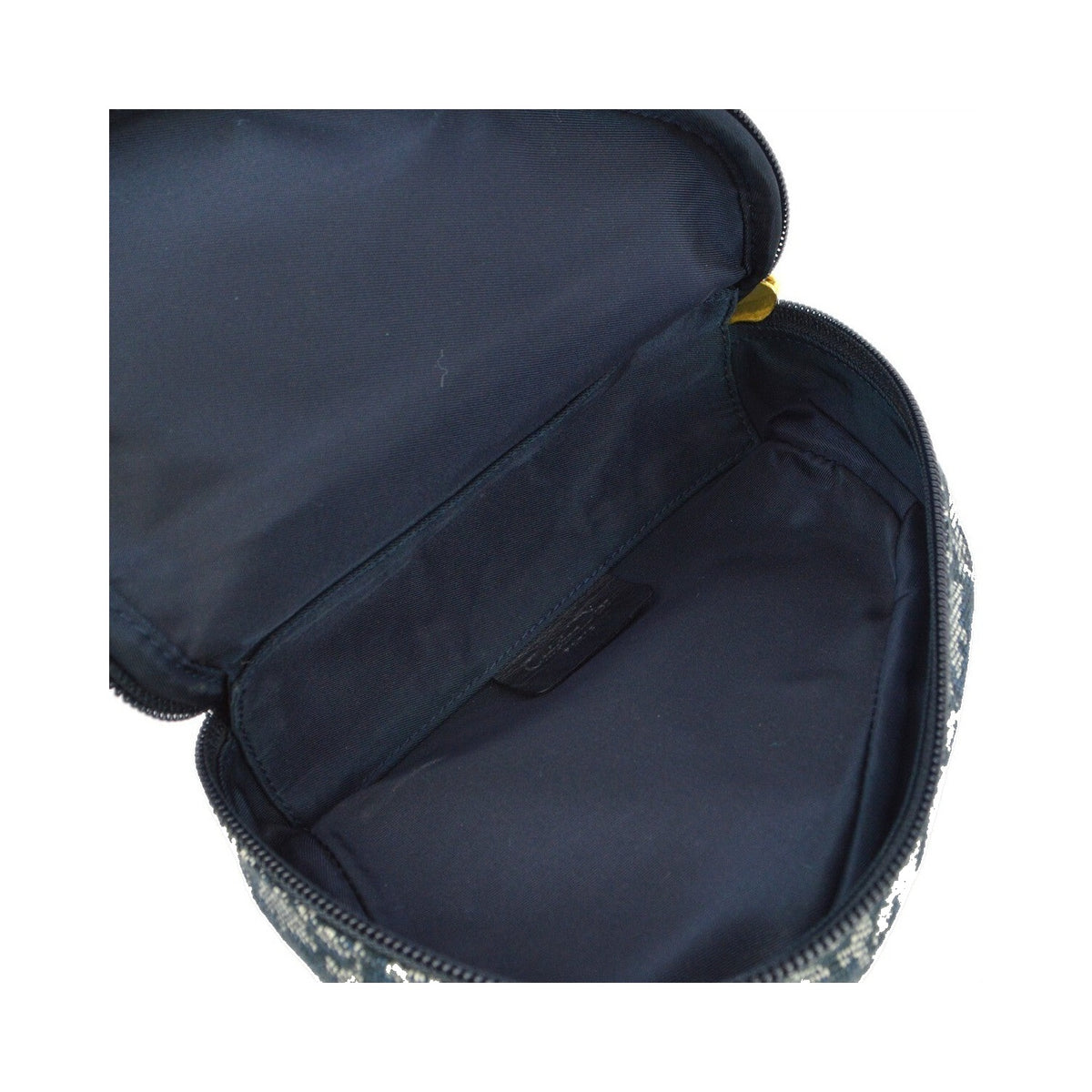 Christian Dior Saddle Zip Diorissimo Canvas, Navy, Canvas, Clutch