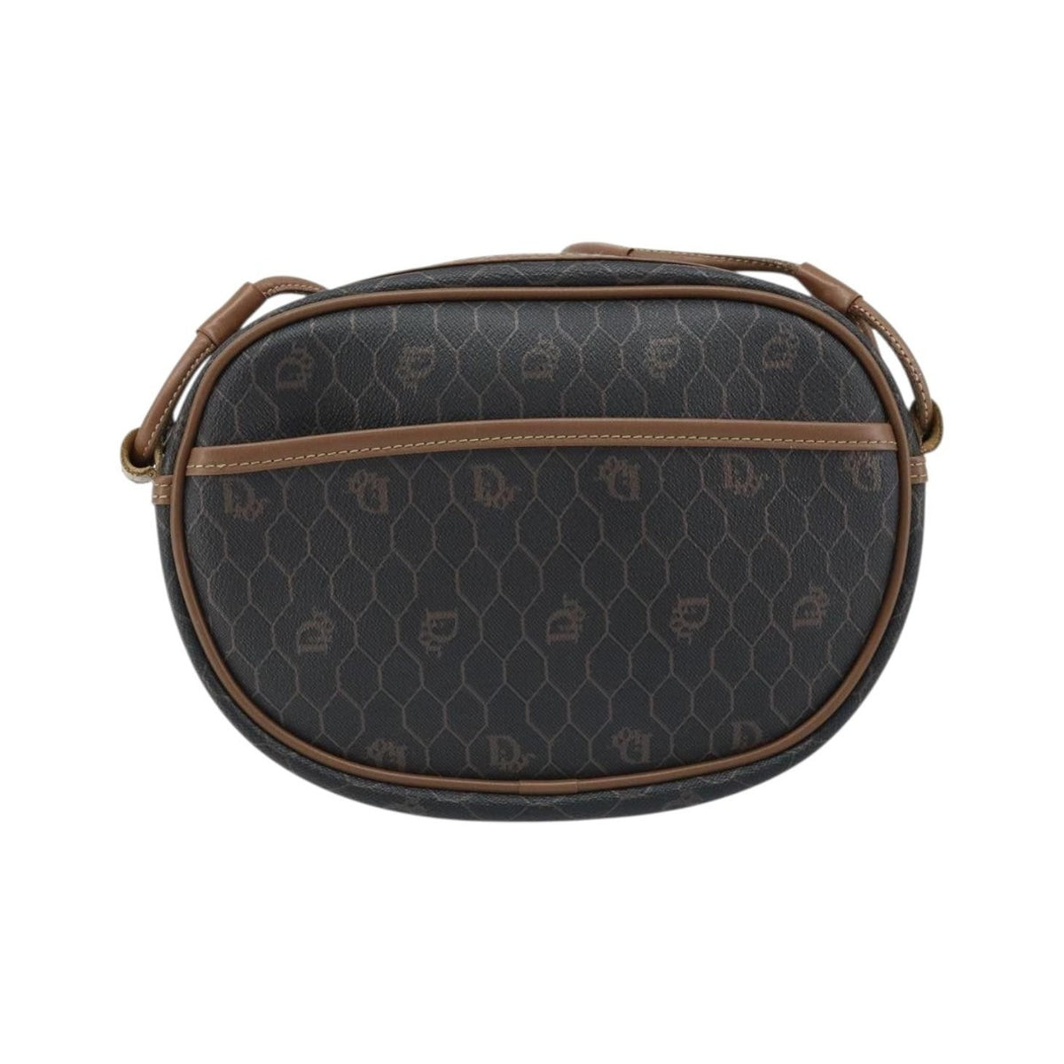 Christian Dior Vintage Honeycomb Canvas and Leather, Black, Canvas, Shoulder Bag