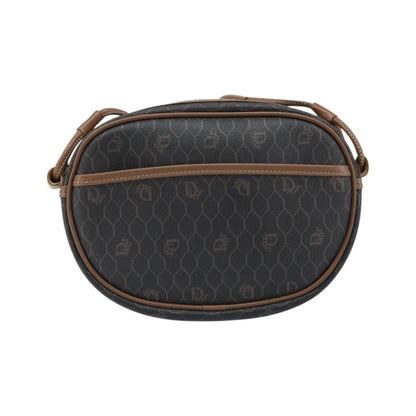 Christian Dior Vintage Honeycomb Canvas and Leather, Black, Canvas, Shoulder Bag