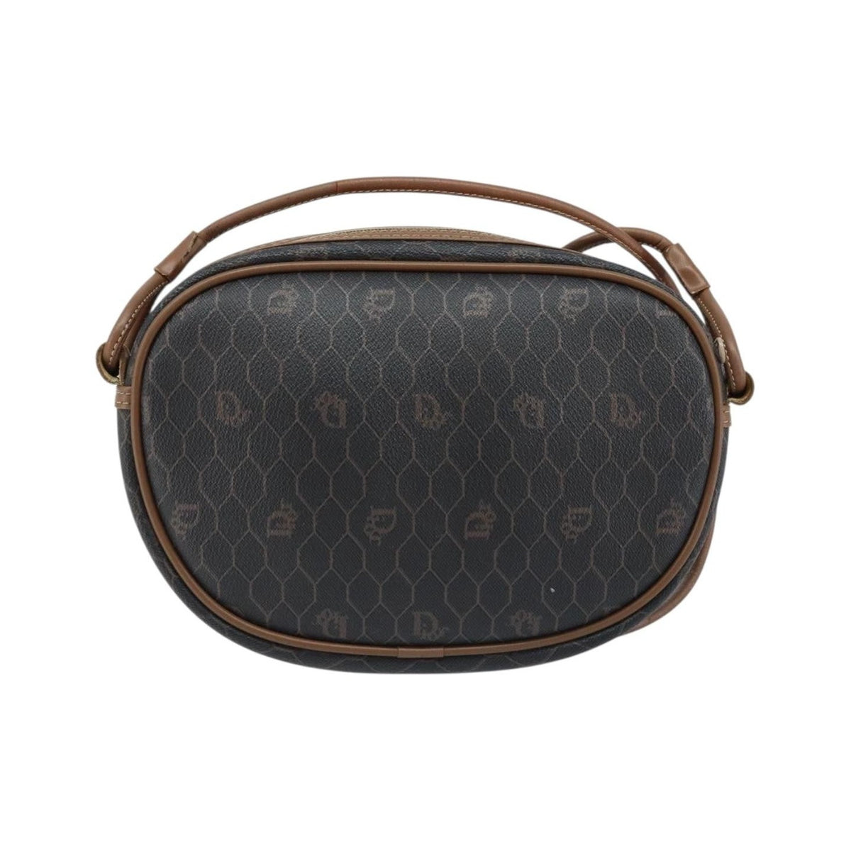 Christian Dior Vintage Honeycomb Canvas and Leather, Black, Canvas, Shoulder Bag
