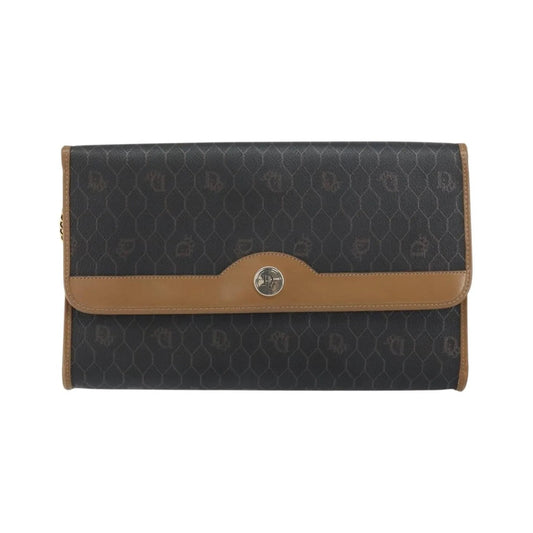 Christian Dior Vintage Honeycomb chain Canvas, Black, Canvas, Shoulder Bag