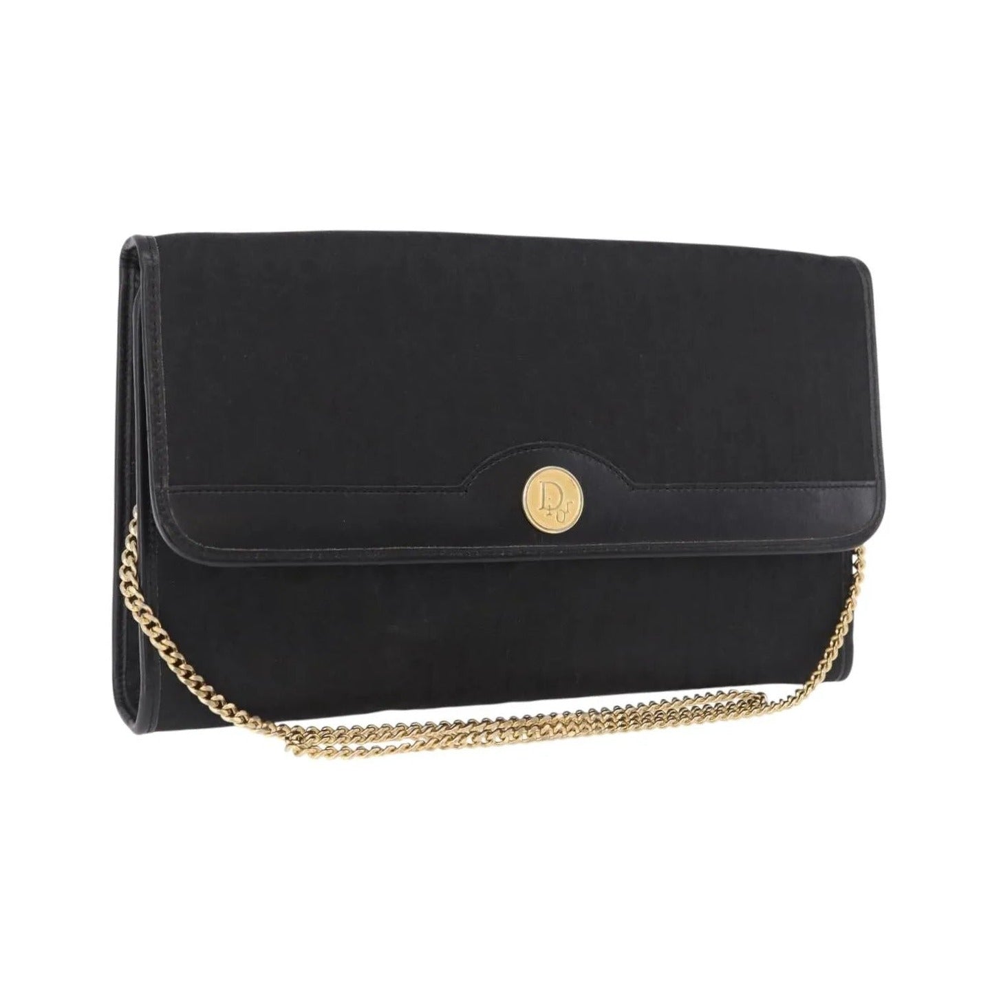 Christian Dior Vintage Honeycomb chain Canvas, Black, Canvas, Shoulder Bag