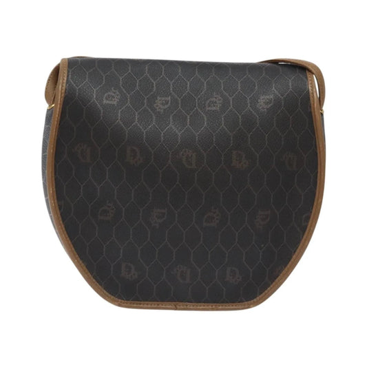 Christian Dior Vintage Honeycomb Flap Coated Canvas, Black, Canvas, Shoulder Bag